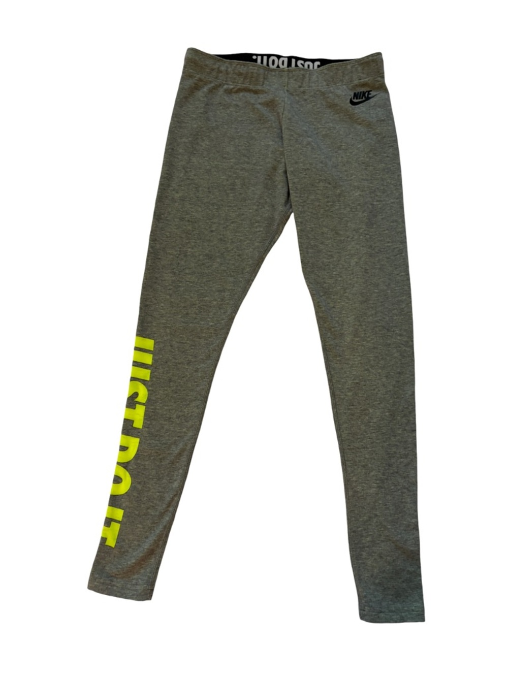 Nike Gray Leggings Just Do It Neon Logo Athletic Pants Women’s XS